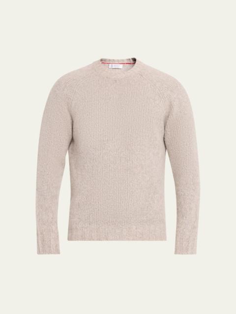 Brunello Cucinelli Men's Cashmere and Silk Rib-Knit Crewneck Sweater