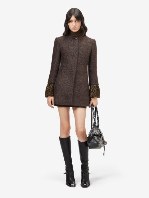 Alexander McQueen Women's Metallic Tweed Coat in Brown