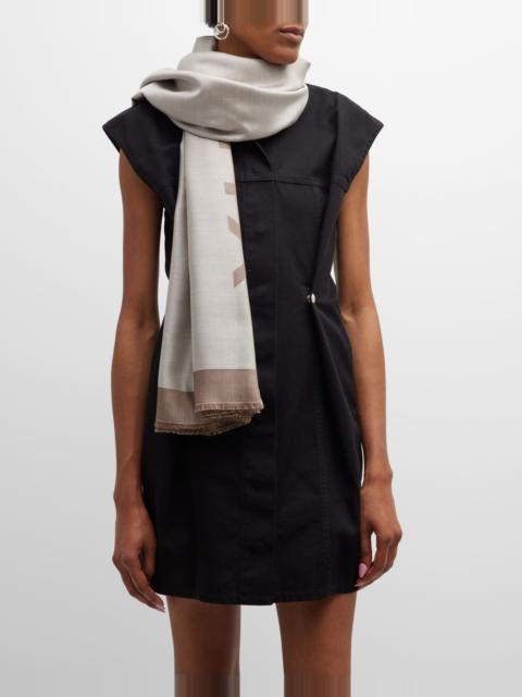 Givenchy Neutral Jacquard Logo Silk-Wool Shawl