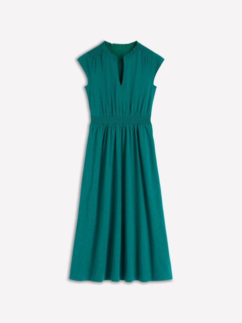 BODEN Alba Smocked Jersey Midi Dress-Drake Green