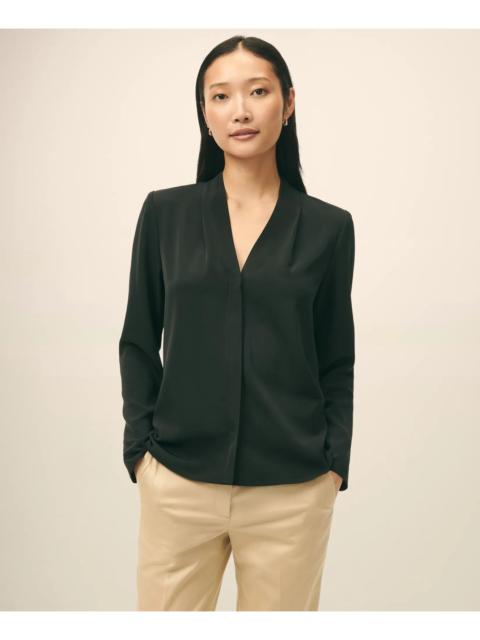 Brooks Brothers Concealed-Placket Blouse in Crepe