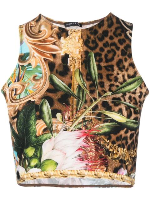PHILIPP PLEIN baroque-flower crop top