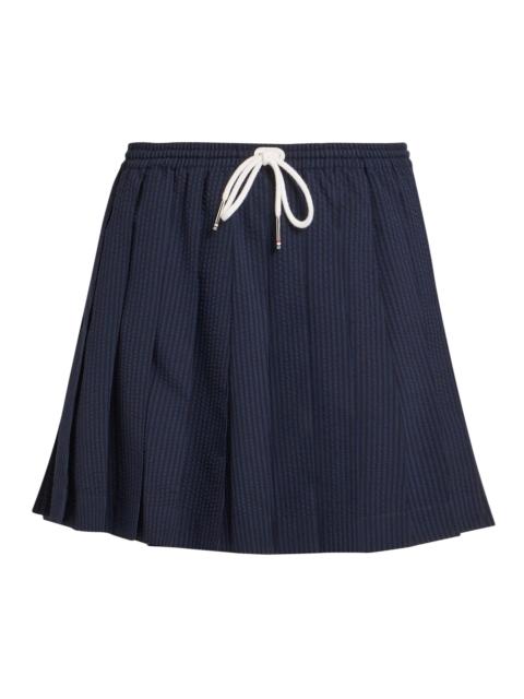 Thom Browne Women's Pleated Wool Miniskirt - Navy