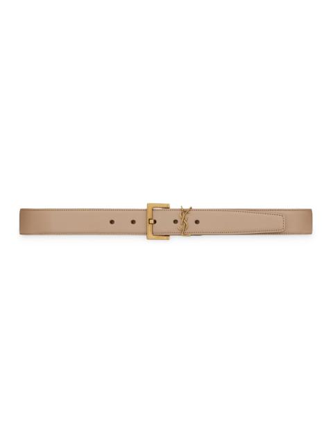 SAINT LAURENT Women's Cassandre Belt with Square Buckle in Smooth Leather - Beige