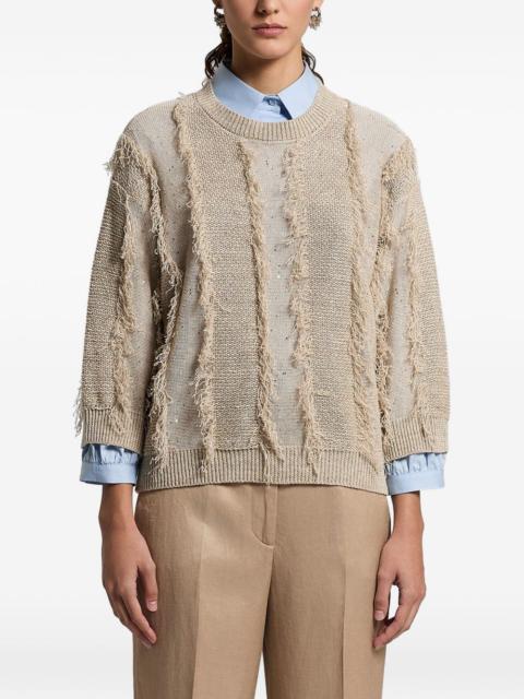 PESERICO sequinned fringed sweater