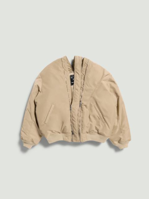 DOUBLE ZIP PINCHED LOGO BOMBER