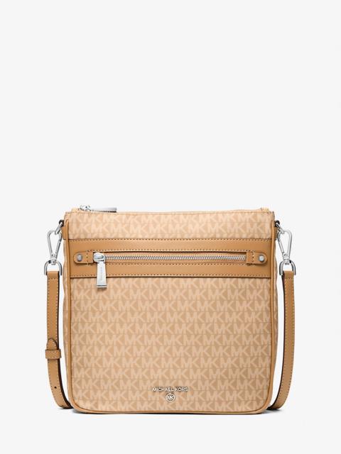 MICHAEL KORS Jet Set Large Logo Print Woven Crossbody Bag