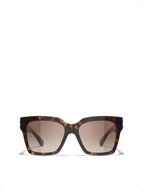 CHANEL CH5557 Square-Frame Tortoiseshell Acetate Sunglasses