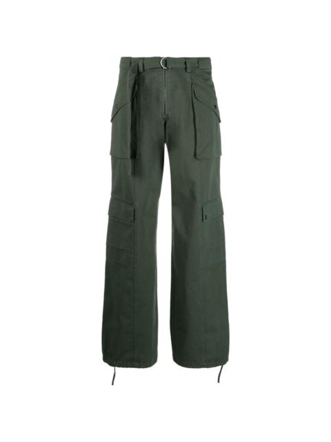 belted-waist cotton trousers
