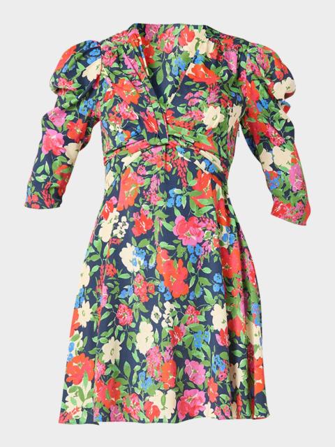 Shoshanna Natalaya Smocked Floral-Print Mini Dress
