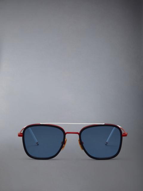 Thom Browne SQUARED AVIATOR SUNGLASSES IN TITANIUM