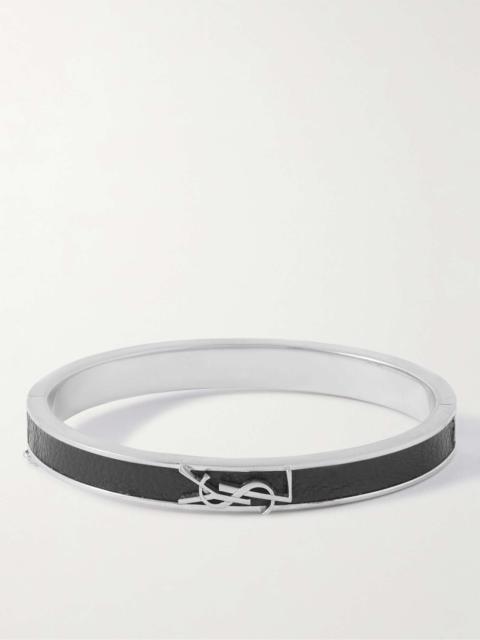 SAINT LAURENT Silver-Tone and Leather Bracelet