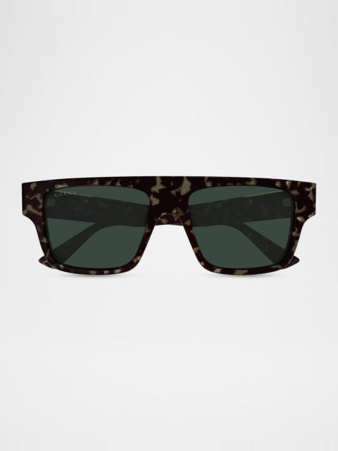 GUCCI Men's Subtle Web 53mm Square Acetate Sunglasses
