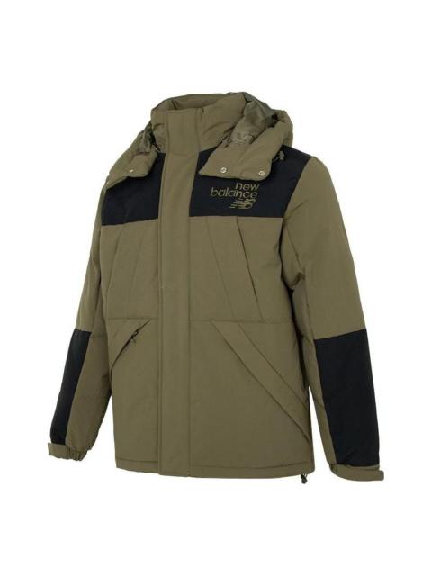 New Balance Windproof Hooded Down Jacket 'Military Green' AMJ24377-DMO