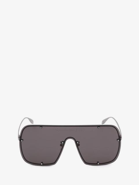 Alexander McQueen Studs Mask Sunglasses in Ruthenium