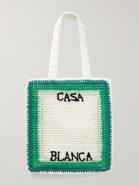 CASABLANCA Embellished Embroidered Striped Crocheted Cotton Tote Bag