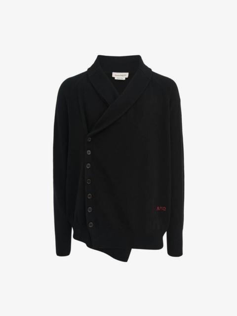 Alexander McQueen Cashmere Hooded Cardigan in Black/red