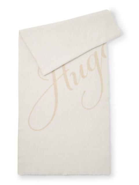 HUGO WOOL-BLEND SCARF WITH LOGO JACQUARD