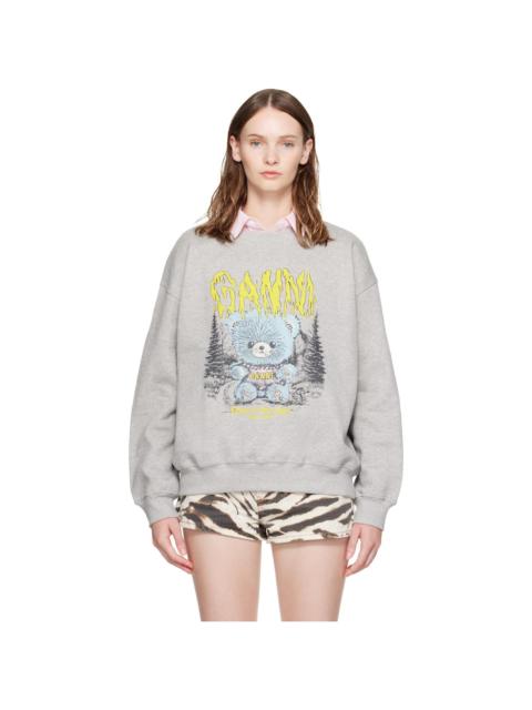 GANNI Gray Forest Teddy Sweatshirt