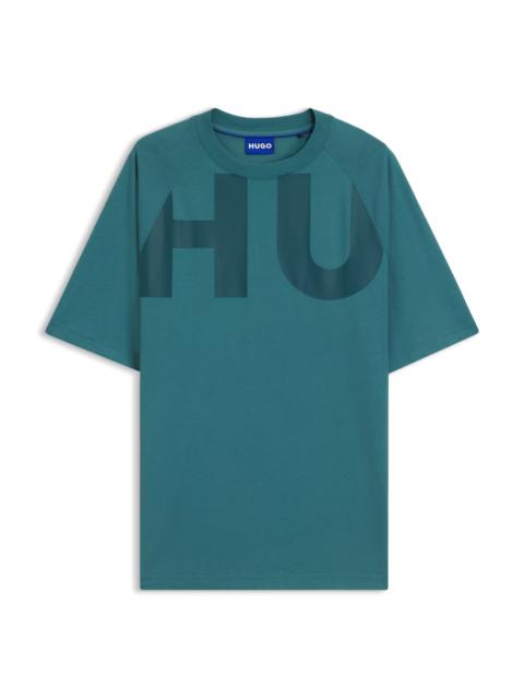 HUGO LARGE-LOGO T-SHIRT IN COTTON JERSEY
