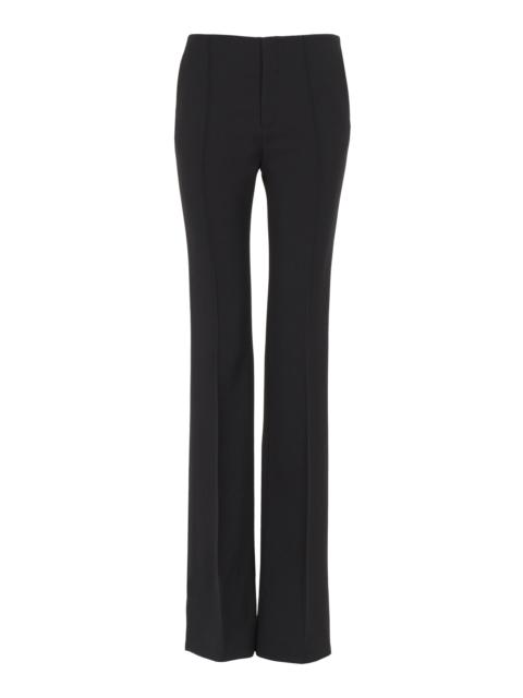 Low-Rise Slim-Leg Stretch-Wool Pants black