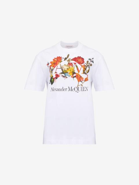 Alexander McQueen Women's Dutch Flower Logo T-shirt in White