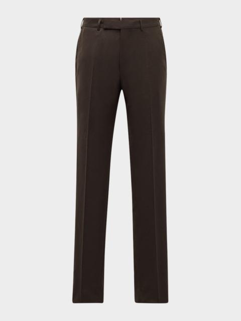 Men's Solid Pure Wool Flat-Front Pants