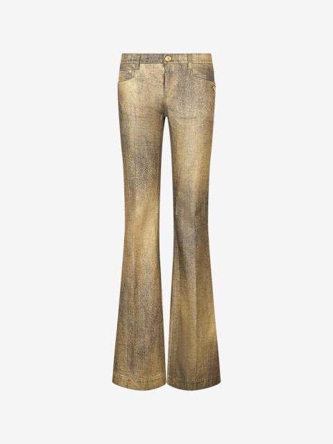 Roberto Cavalli Gold And Blue Flared Jeans With Faded Wash