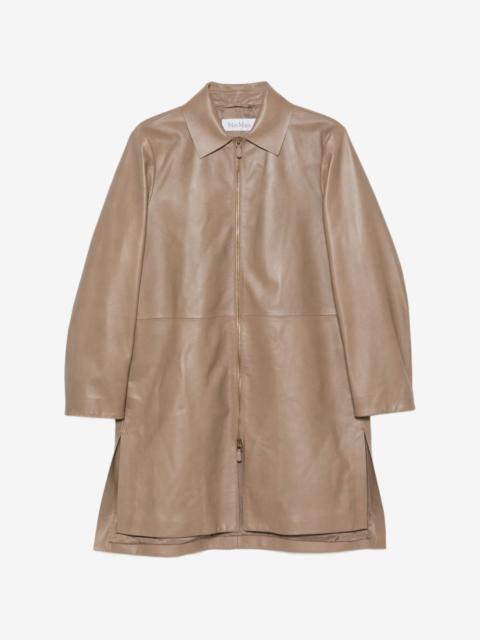 Max Mara leather zip-up coat