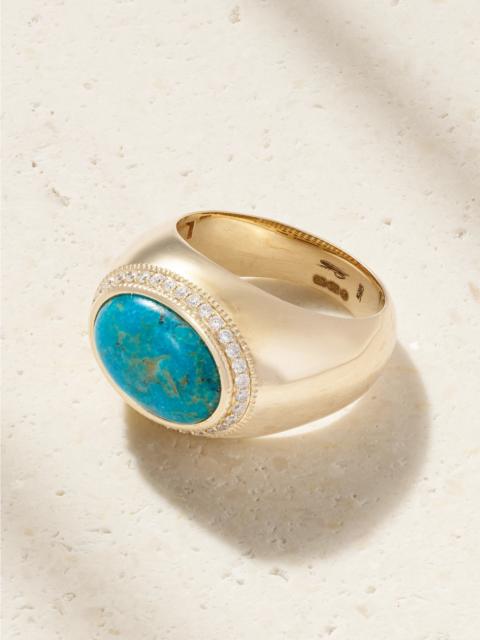 JACQUIE AICHE 14-karat Gold, Turquoise And Diamond Ring