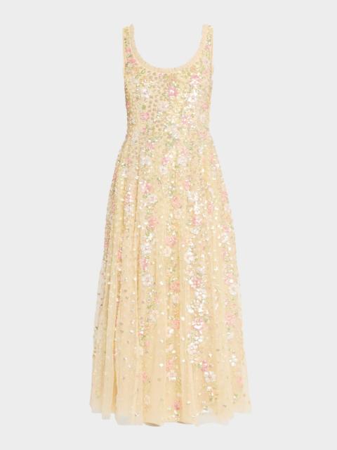Needle & Thread Confetti Floral Sequin Ballerina Maxi Dress