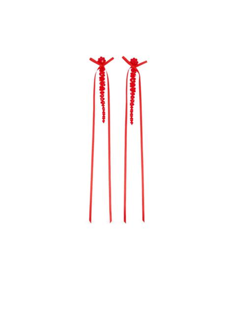 Simone Rocha slim bow ribbon earrings