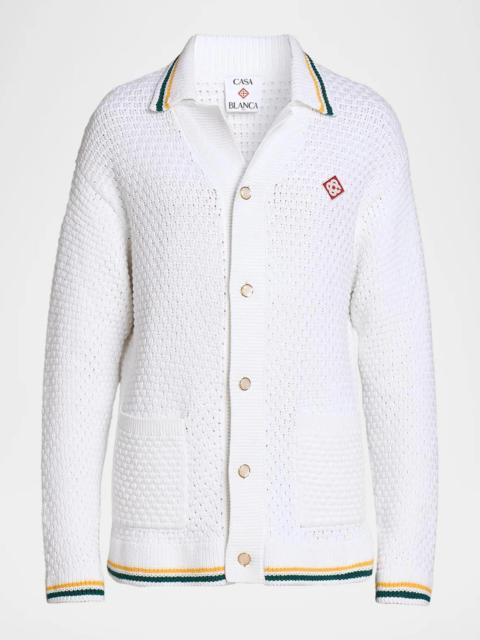 CASABLANCA Men's Oranges Crochet Cotton Shirt