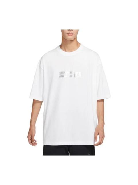 Jordan Air Jordan Solid Color Round Neck Pullover Brand Multi-Color Alphabet Short Sleeve T-Shirt Men's Whi