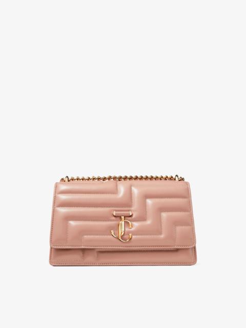 JIMMY CHOO Varenne Avenue Shoulder
Ballet Pink Quilted Nappa Leather Bag with Light Gold JC Emblem