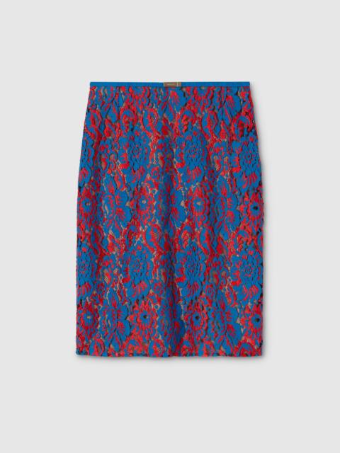 GUCCI Floral lace wool skirt