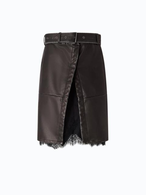 PINKO LEATHER-EFFECT KNEE-LENGTH SKIRT WITH BELT AND SLIT