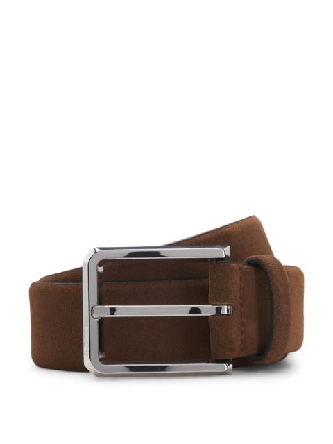 BOSS SUEDE BELT WITH SILVER-TONE BUCKLE