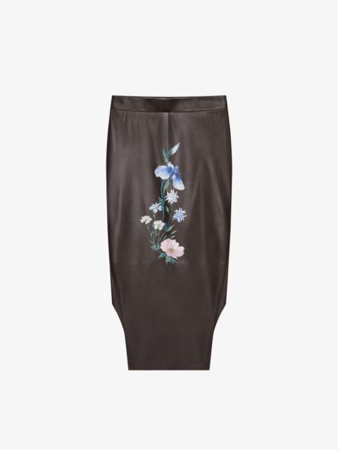 ASYMMETRIC PRINTED SKIRT IN LEATHER