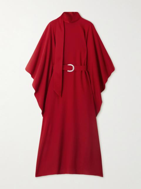 Taller Marmo La Luna Crytal-embellished Belted Cady Gown