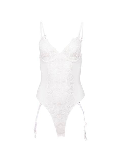 Fleur du Mal Women's Floral Bow Embroidered Bodysuit - Ivory