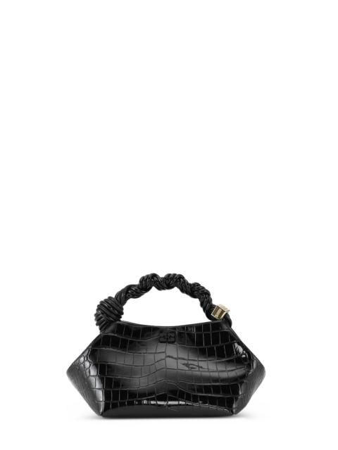 BLACK CROCO PATENT SMALL GANNI BOU BAG