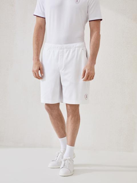 Cotton interlock shorts with logo