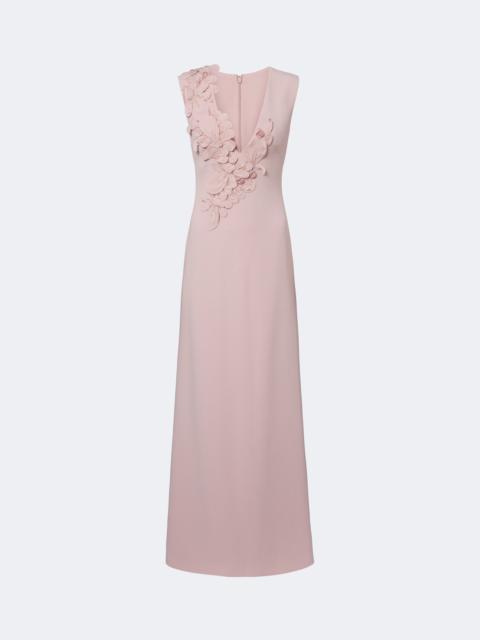 COSTARELLOS Jevi embellished floral appliqué crepe gown