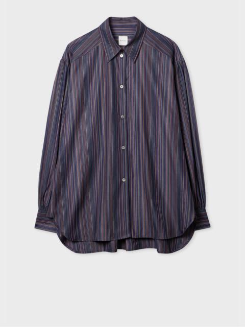 Paul Smith Women's Cotton Navy Blue Stripe Shirt