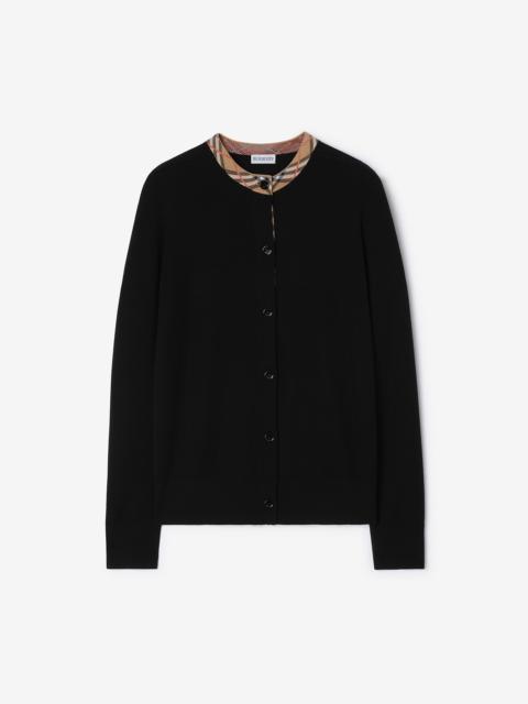 Burberry Check Trim Wool Cardigan