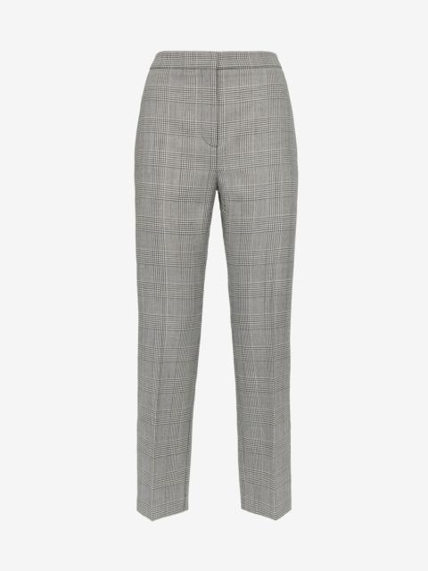 Women's Prince Of Wales Cigarette Trousers in Black/ivory