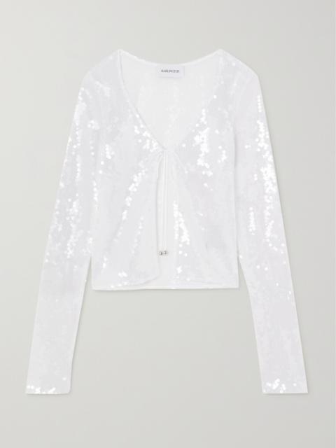 16ARLINGTON Solaria Sequined Stretch-tulle Cardigan