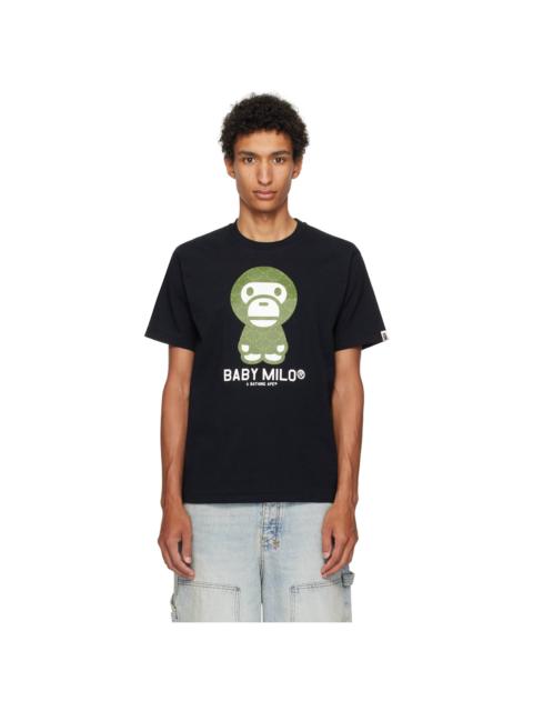 A BATHING APE® Black College Monogram Baby Milo T-shirt