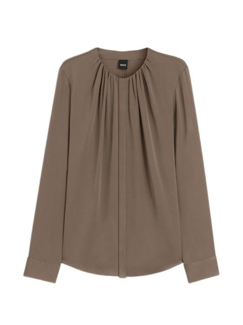 BOSS stretch-silk blouse with gathered details
